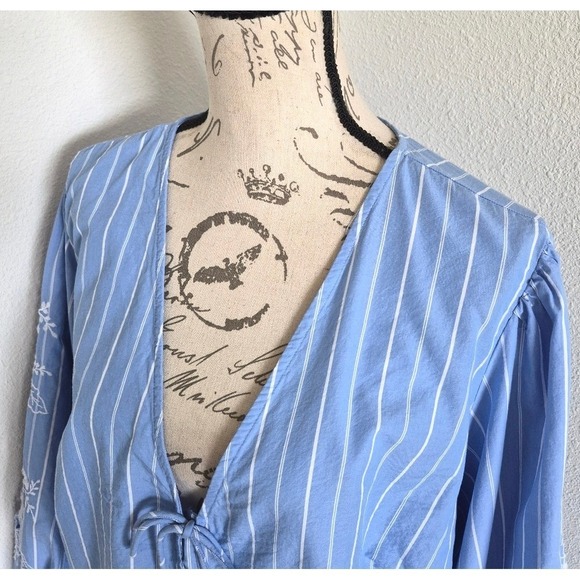 Future Collective Eyelet Floral Peasant Blouse XXL Blue Cotton Boho Cottagecore - Picture 10 of 17